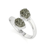 pyrite rough shape stackable bezel-set ring